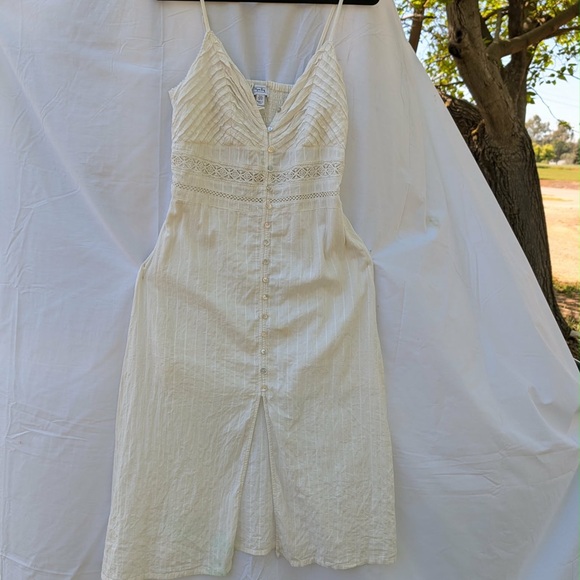 Myra Bag Dresses & Skirts - Vintage Light Cream Lace-Detail Spaghetti Strap Dress